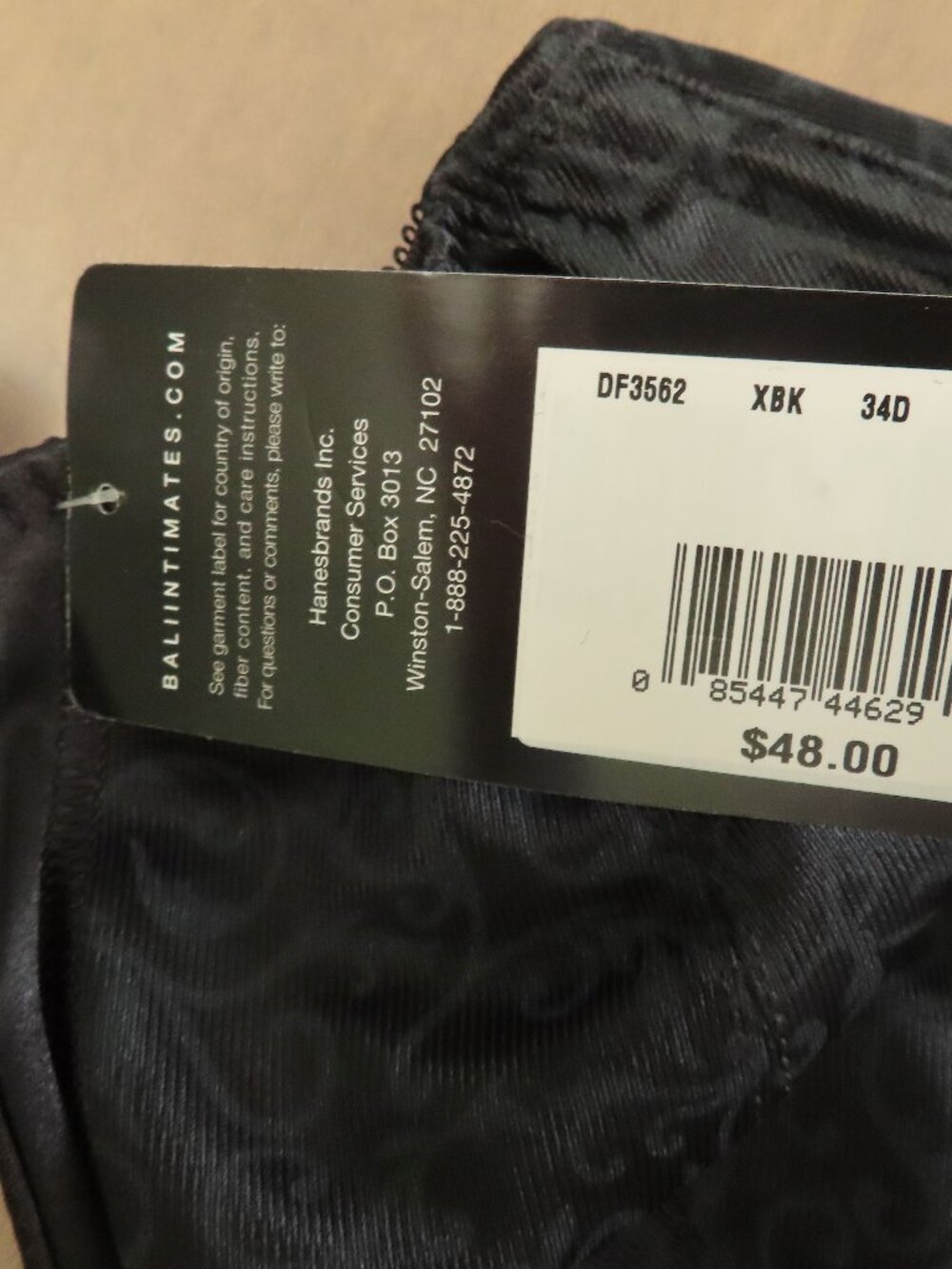 NWT Bali Satin Tracings Minimizer Underwire Bra 34D Black DF3562 - Picture 5 of 9